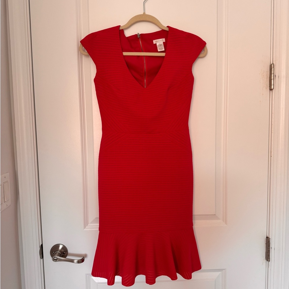 Cache Hot Pink V-Neck Cap Sleeve Dress